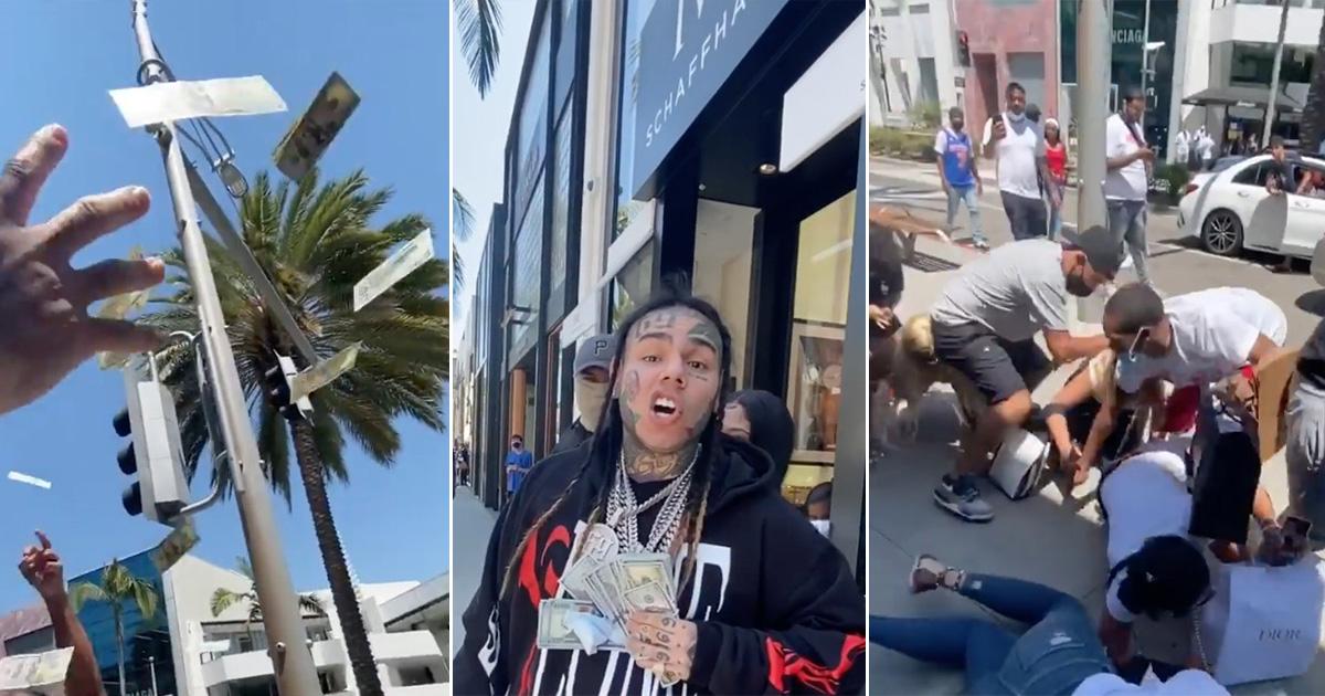 ‘6ix9ine’  lanzo dinero en plena calle