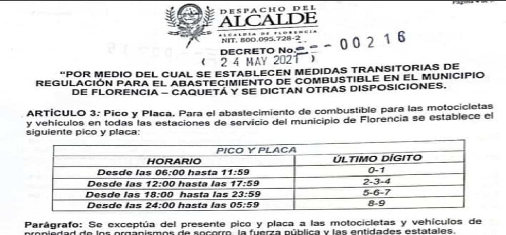 Medidas para regular el abastecimiento de combustible