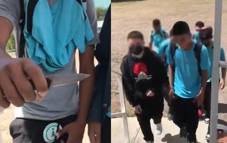 Estudiantes estarian manipulando armas blncas para peleas.