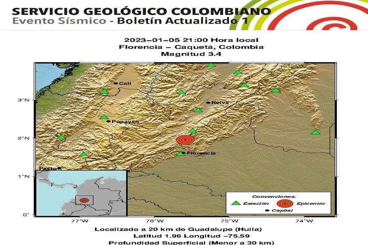 Fuerte temblor se sintió hace pocos minutos en Florencia y varios municipios de Caquetá y Huila