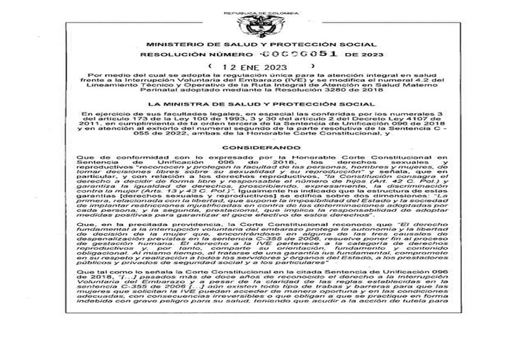 Parámetros para la interrupción voluntaria del embarazo en Colombia.