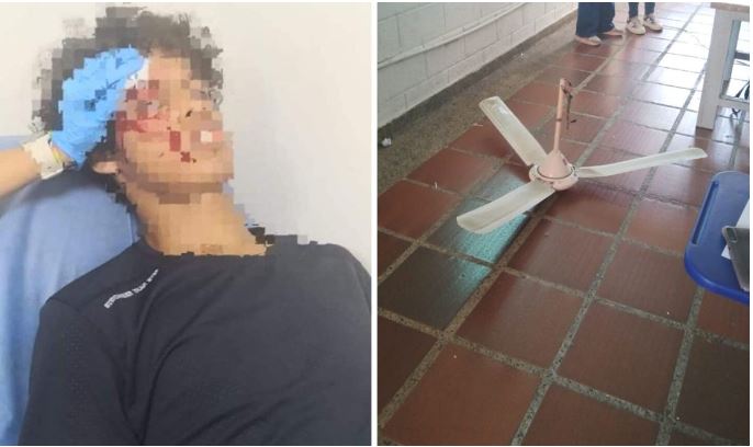 Un estudiante fue herido tras caerle un ventilador del techo