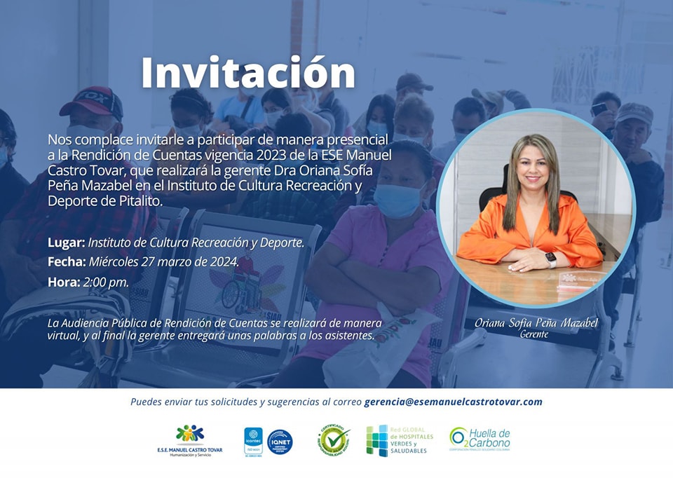 Gerente de la ESE Manuel Castro Tovar a rendir cuentas