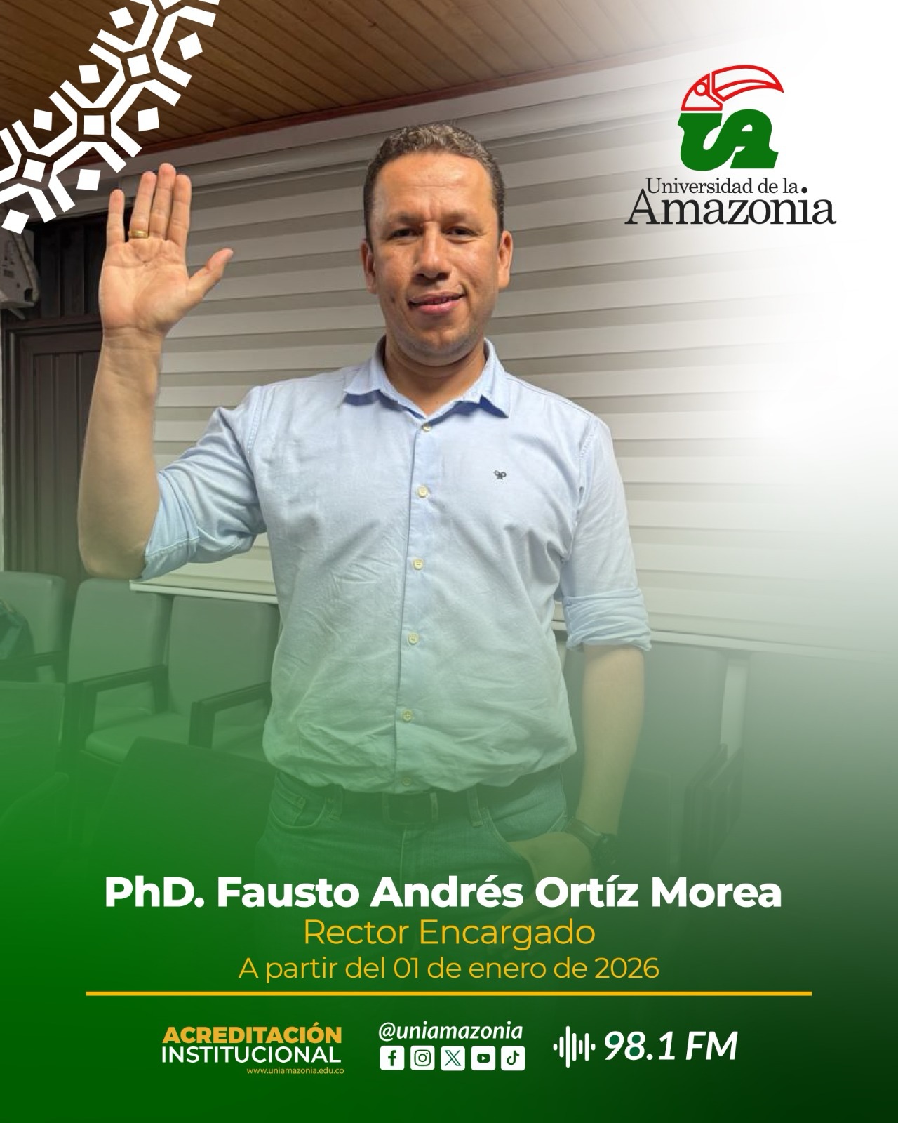 Se conocerá el nuevo rector de la UNIAMAZONIA