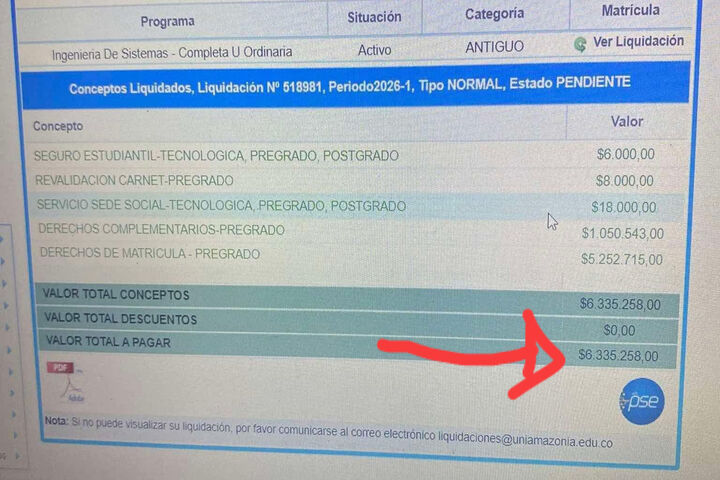 Joven denuncia matrícula superior a 6 millones de pesos en la Uniamazonía