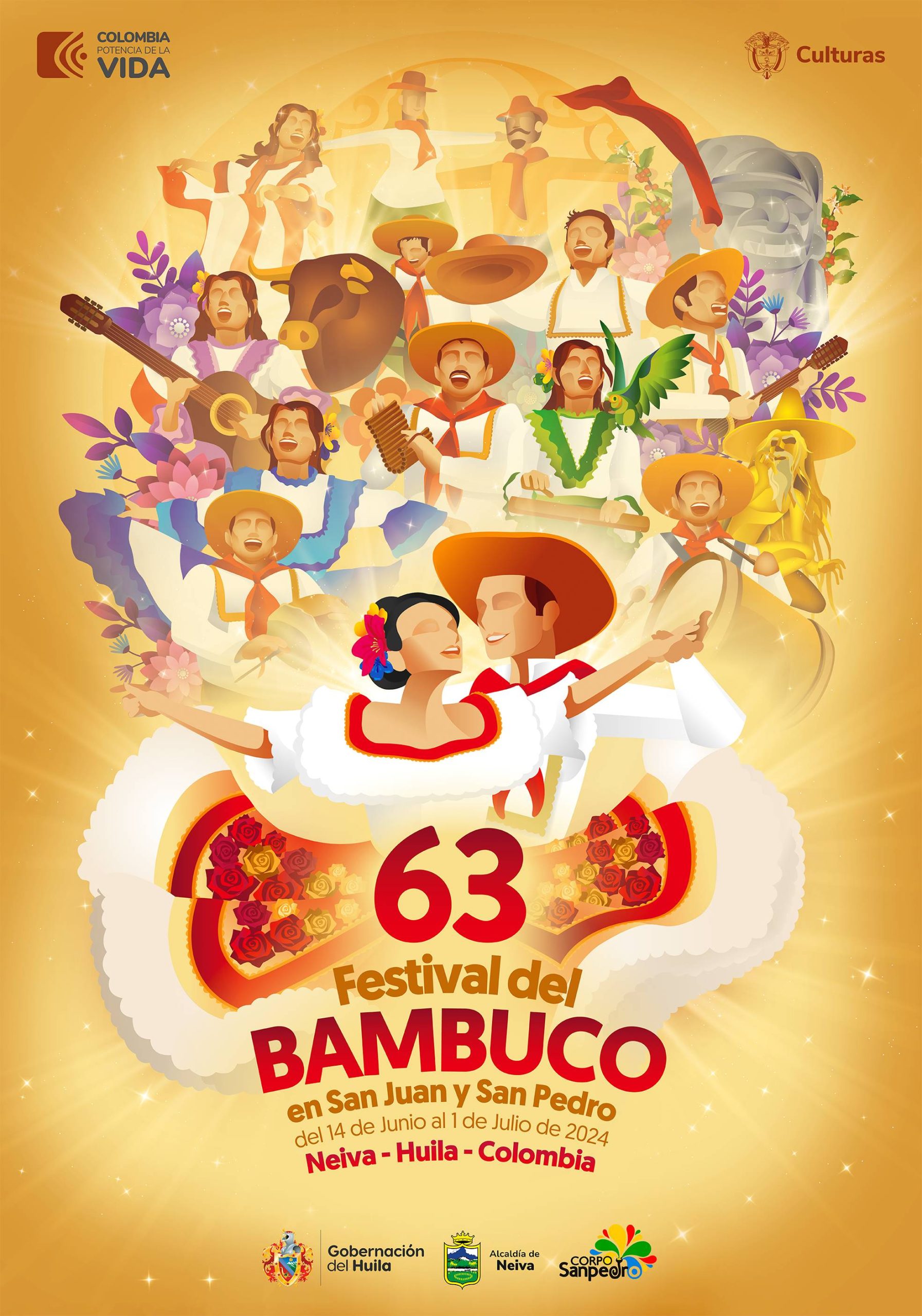 programación oficial del 63 Festival del Bambuco en San Juan y San Pedro