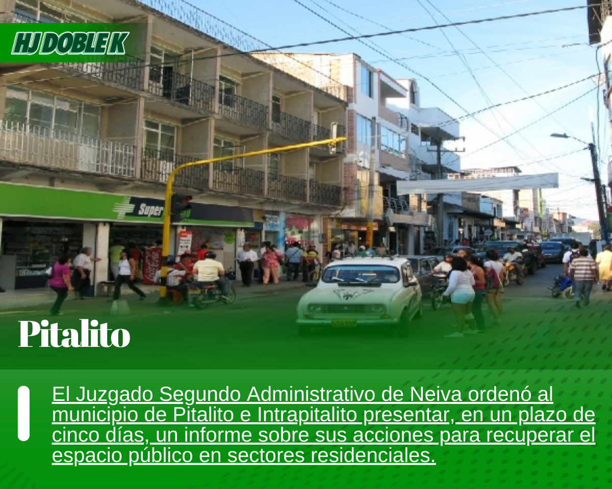 Juzgado requiere a Pitalito por ocupación indebida del espacio público