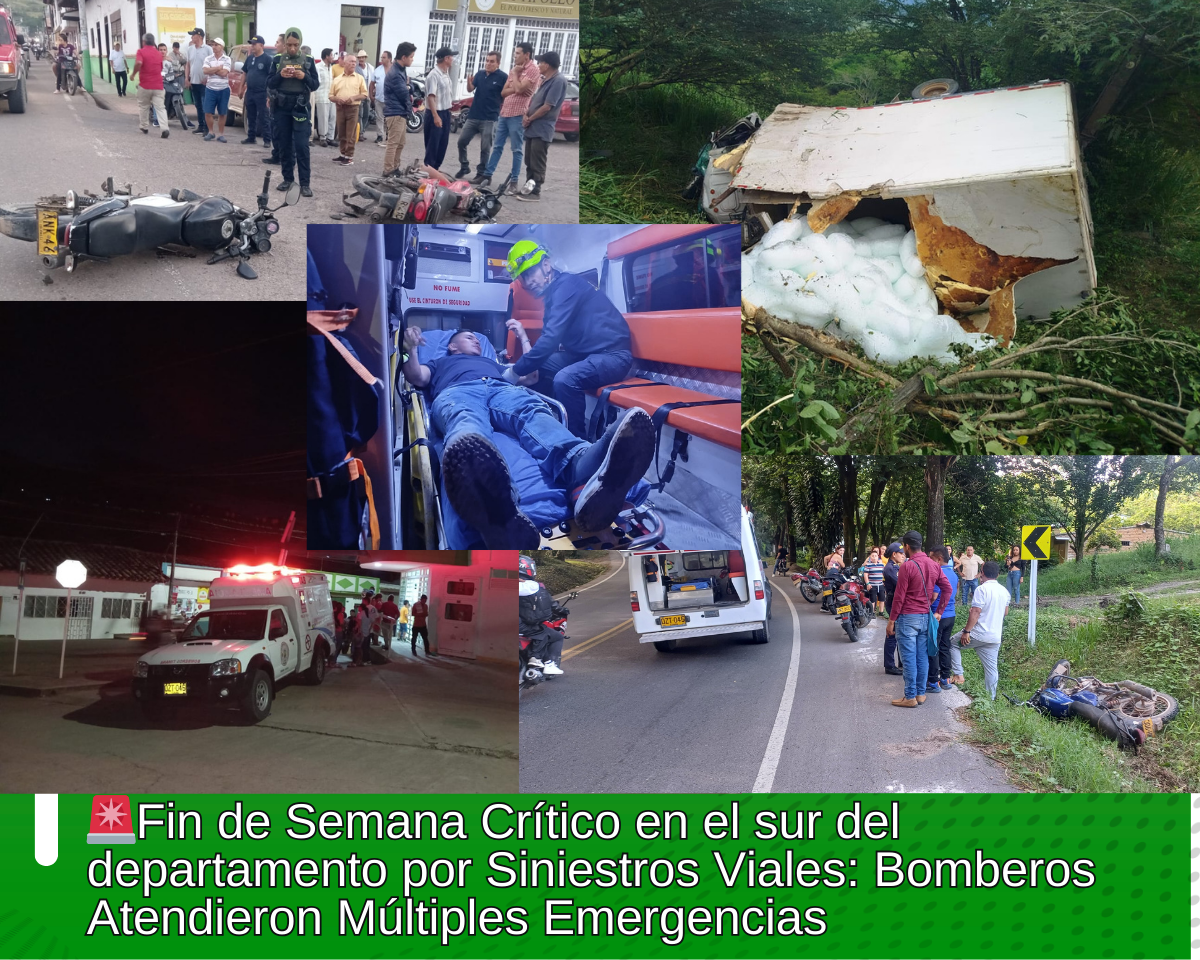 Fin de Semana Crítico en el sur del departamento por Siniestros Viales: Bomberos Atendieron Múltiples Emergencias