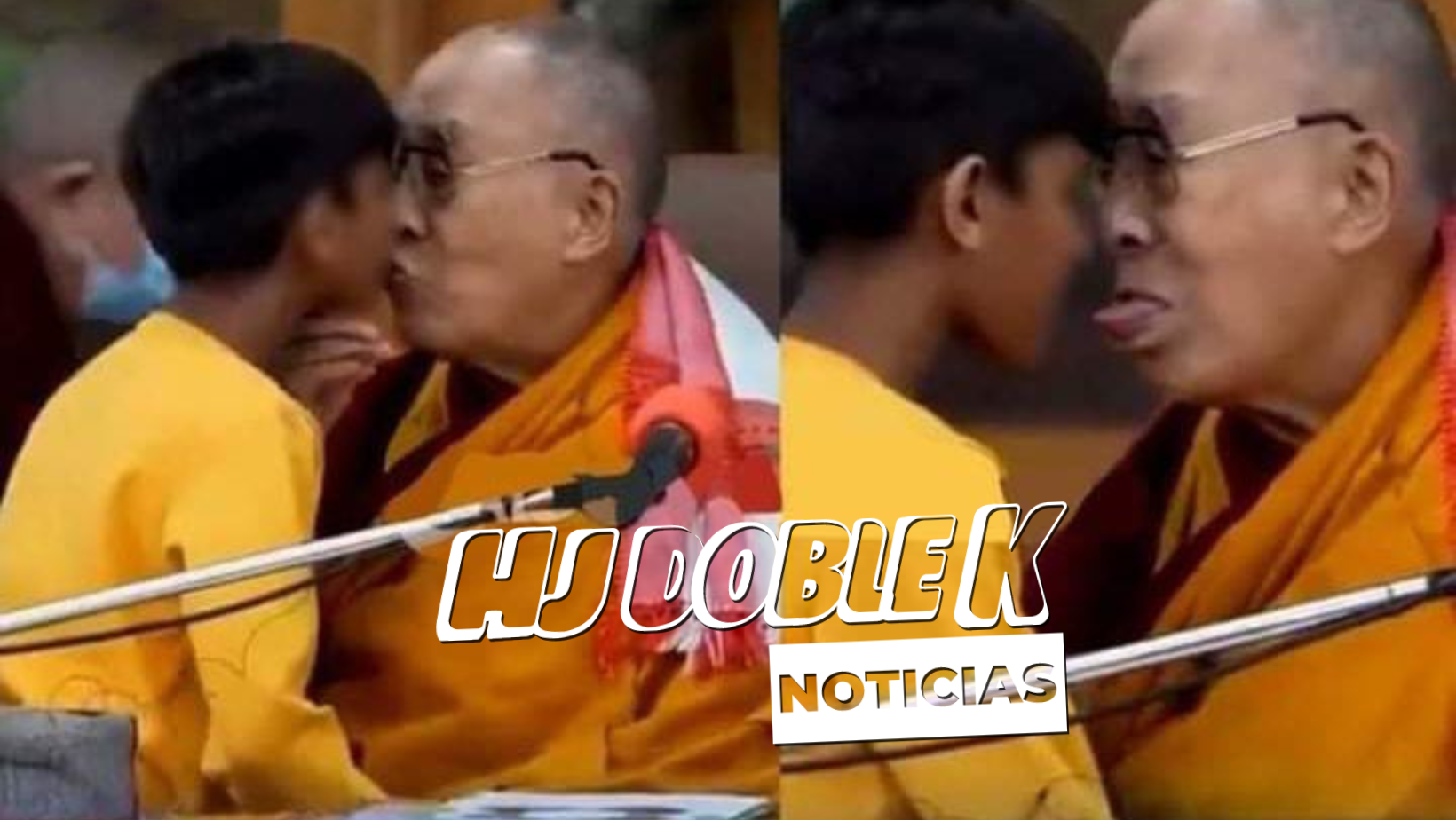 Dalai Lama es criticado por besar un niño en la boca.