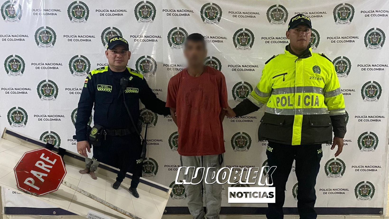 Plinplin se robó una señal de tránsito.