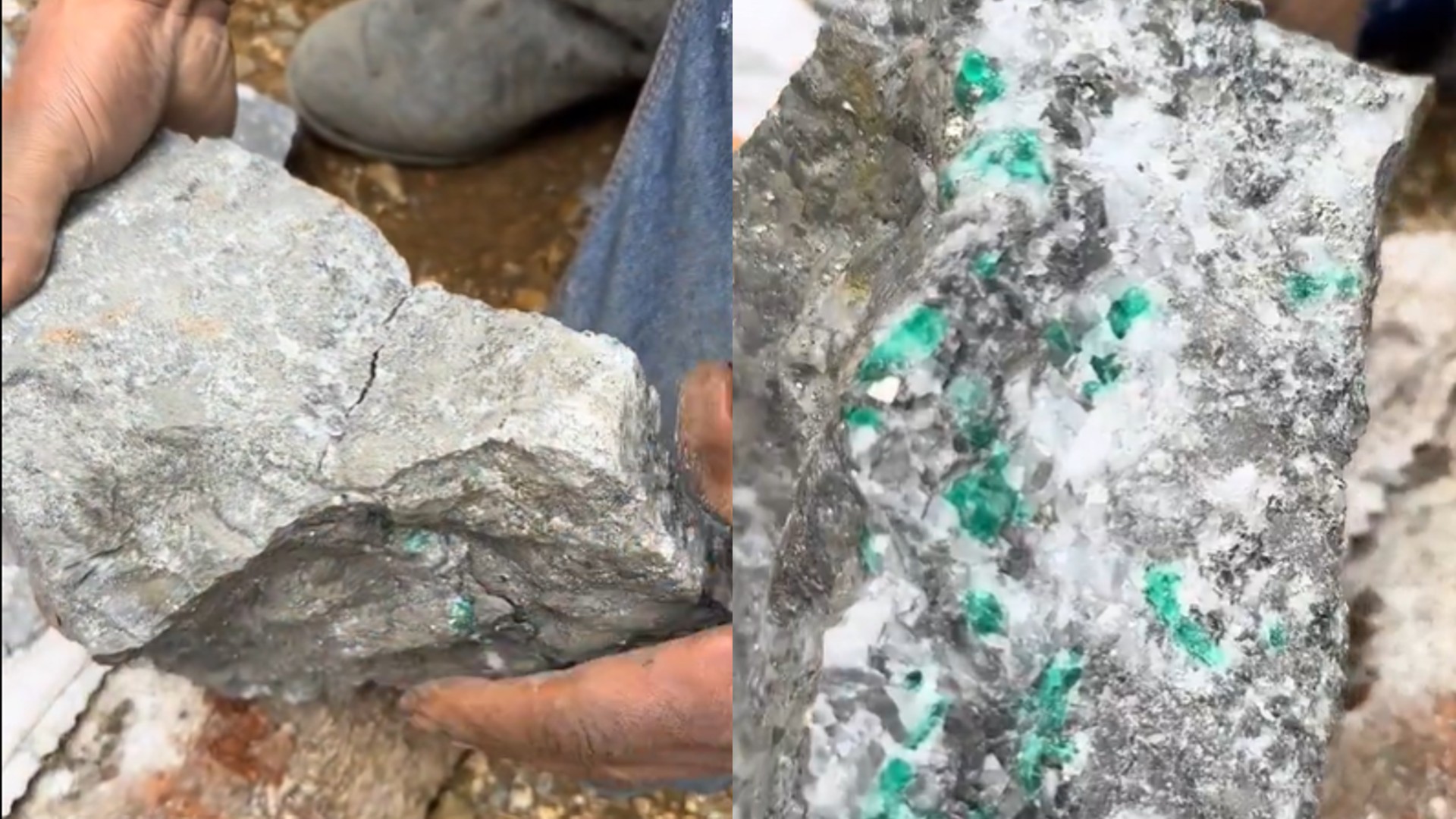 [VIDEO] Mineros descubren una enorme roca repleta de esmeraldas