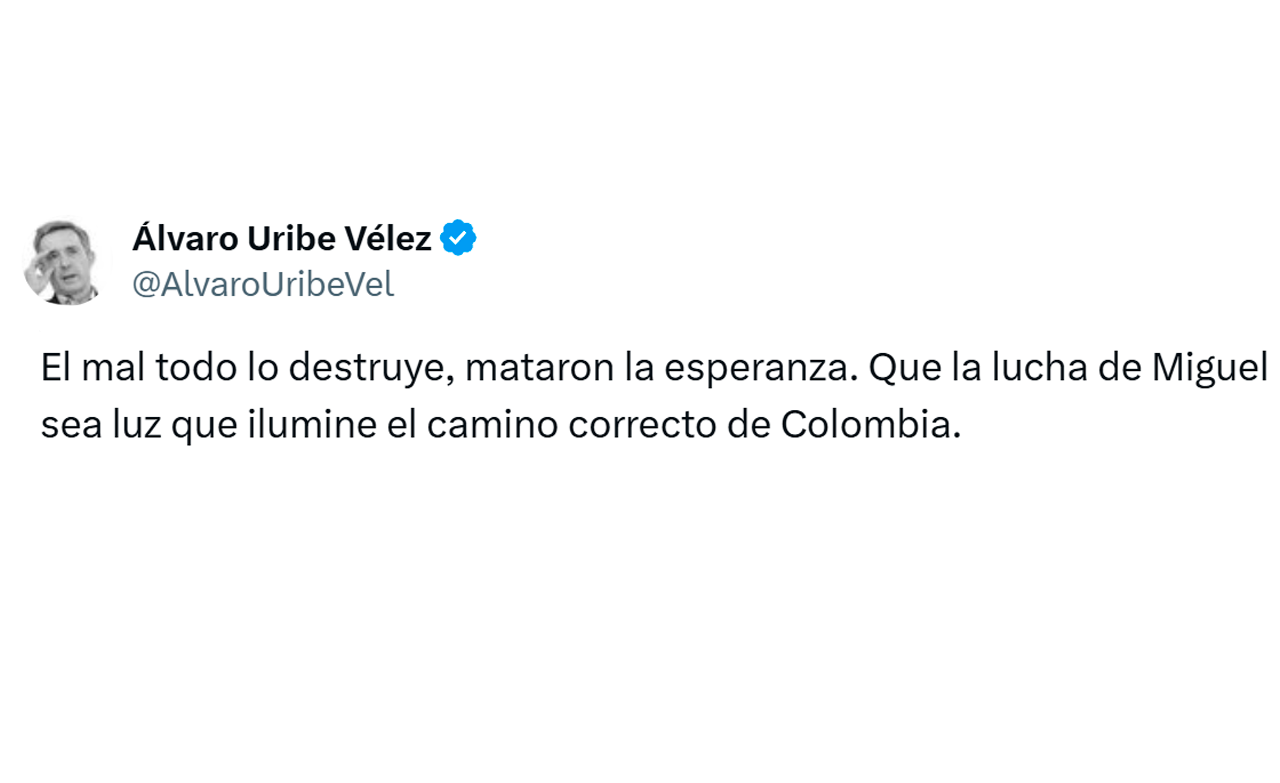 Álvaro Uribe Vélez lamenta la muerte de Miguel Uribe Turbay
