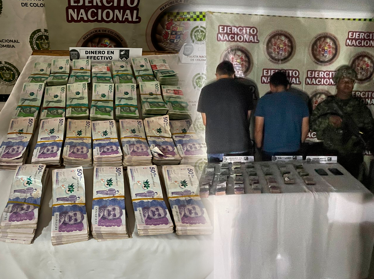 Capturan a dos hombres con cerca de 200 millones de pesos en zona rural de Algeciras