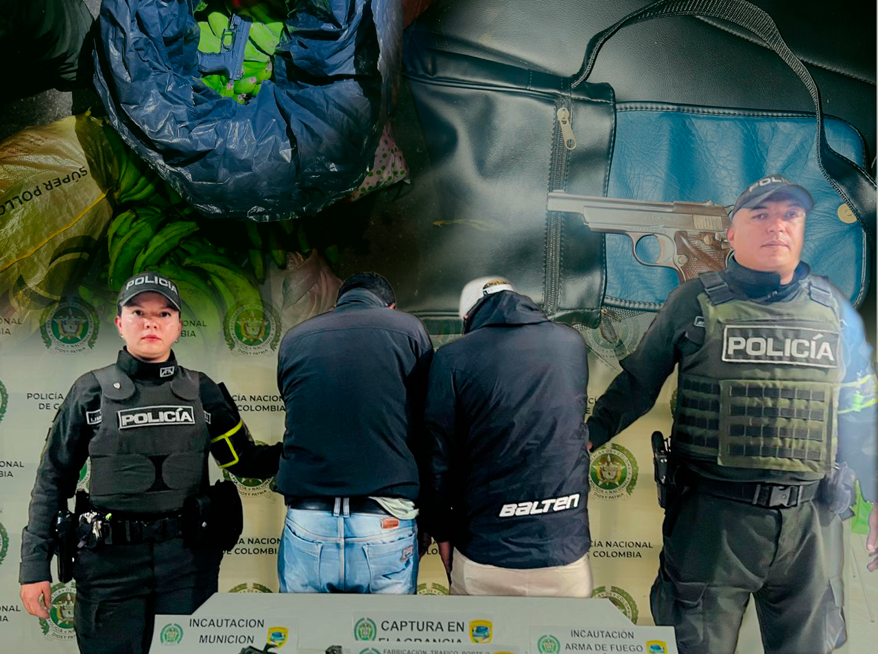 Tres capturados y armas incautadas en operativos policiales en el sur del Huila