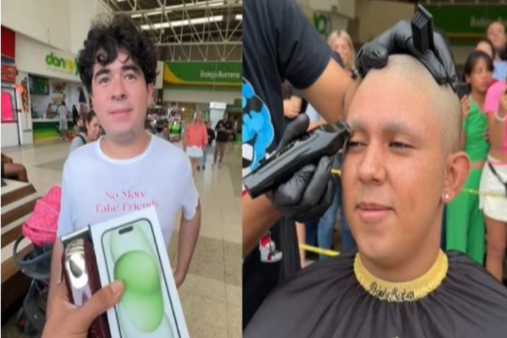 Tres hombres se raparon y se quitaron las cejas por un iPhone
