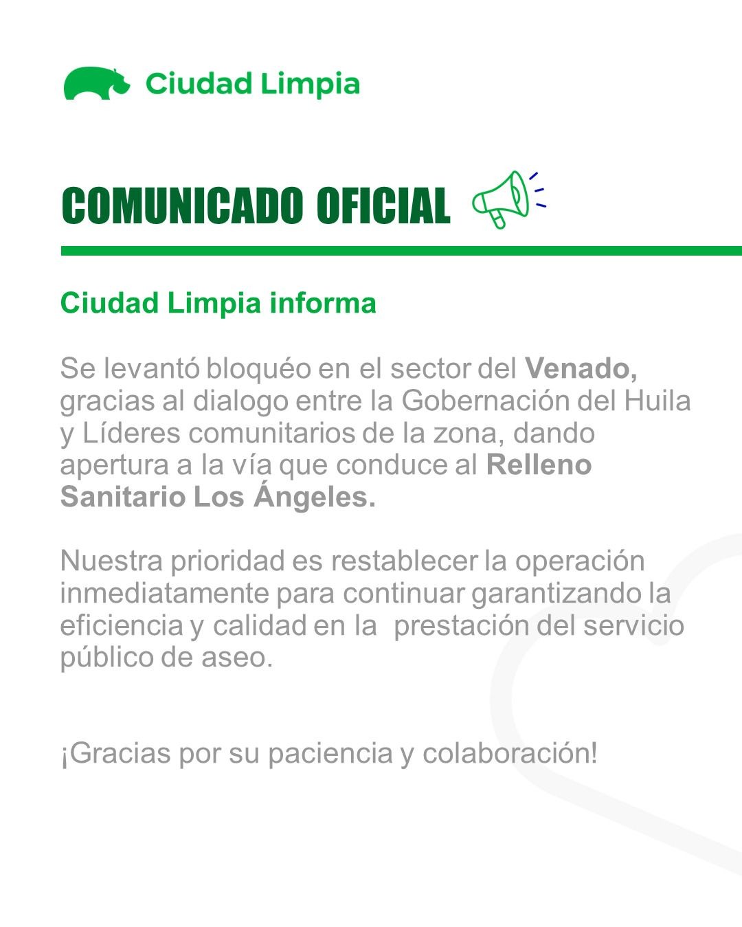 Fue restablecido el servicio de recolección de residuos