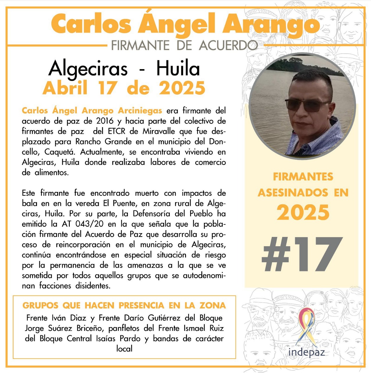 Excombatiente de las Farc fue asesinado en Algeciras, Huila