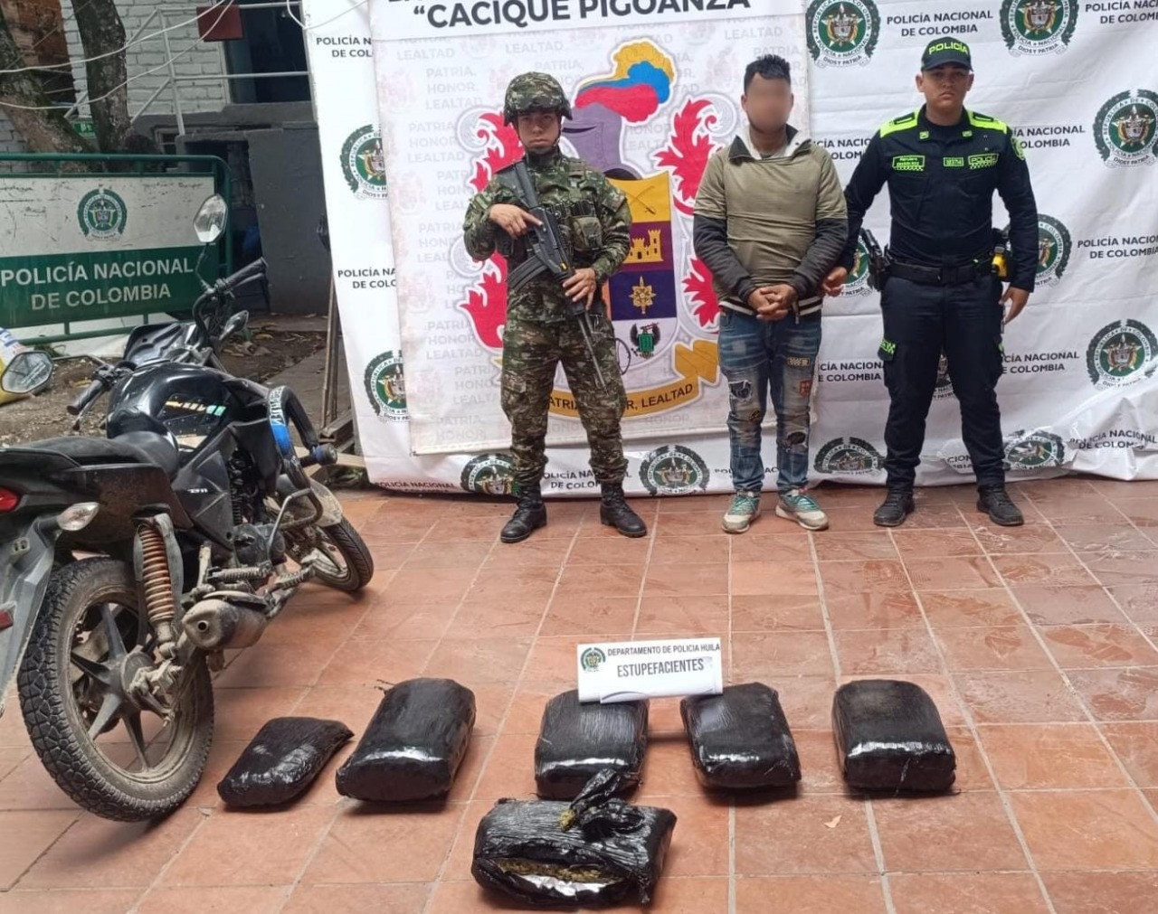 Golpe al microtráfico: Policía y Ejército incautan 15 kilos de marihuana en La Plata, Huila