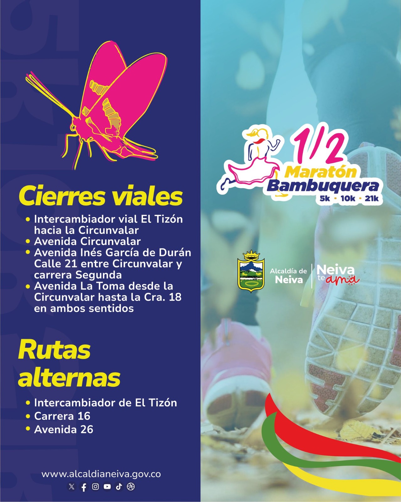 Estos serán los cierres viales en la ciudad por evento deportivo el domingo