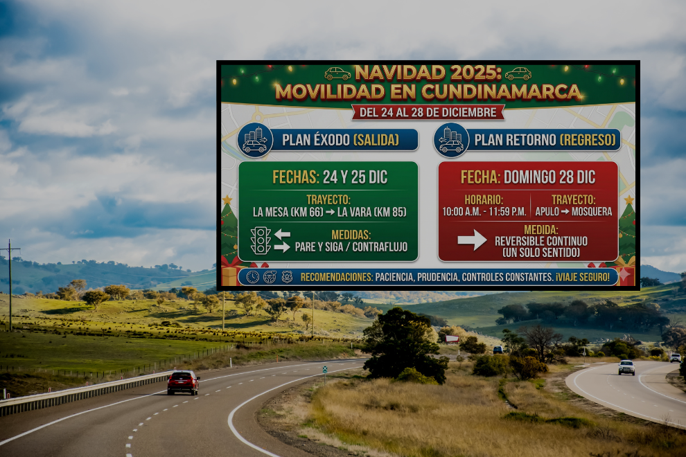 Así será la movilidad en Cundinamarca esta Navidad