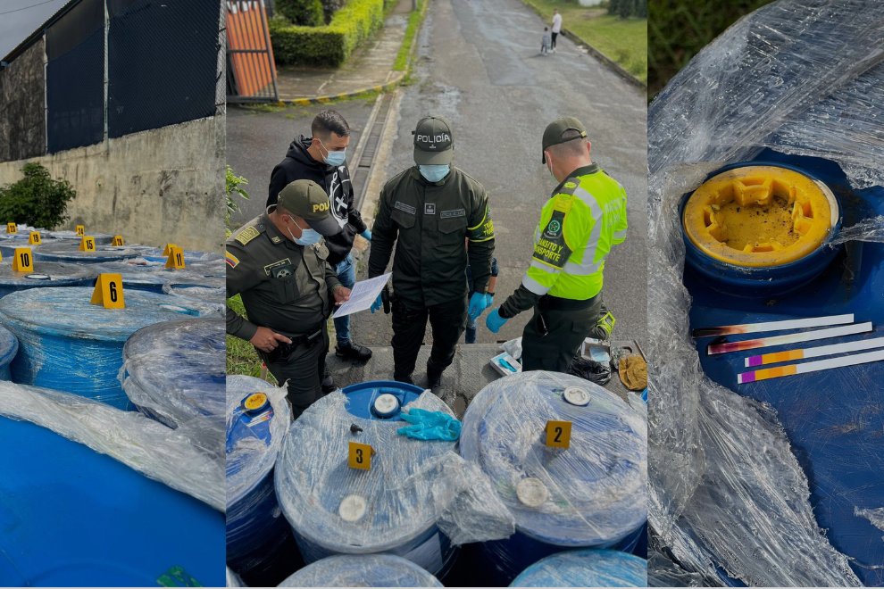 La Policía incauta químicos para drogas en peaje de Chinauta