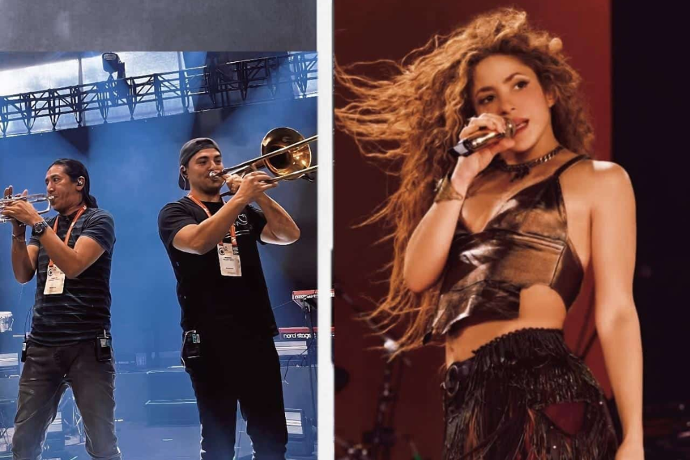 Dos músicos de Vianí acompañan en el escenario a Shakira en su regreso a Colombia.