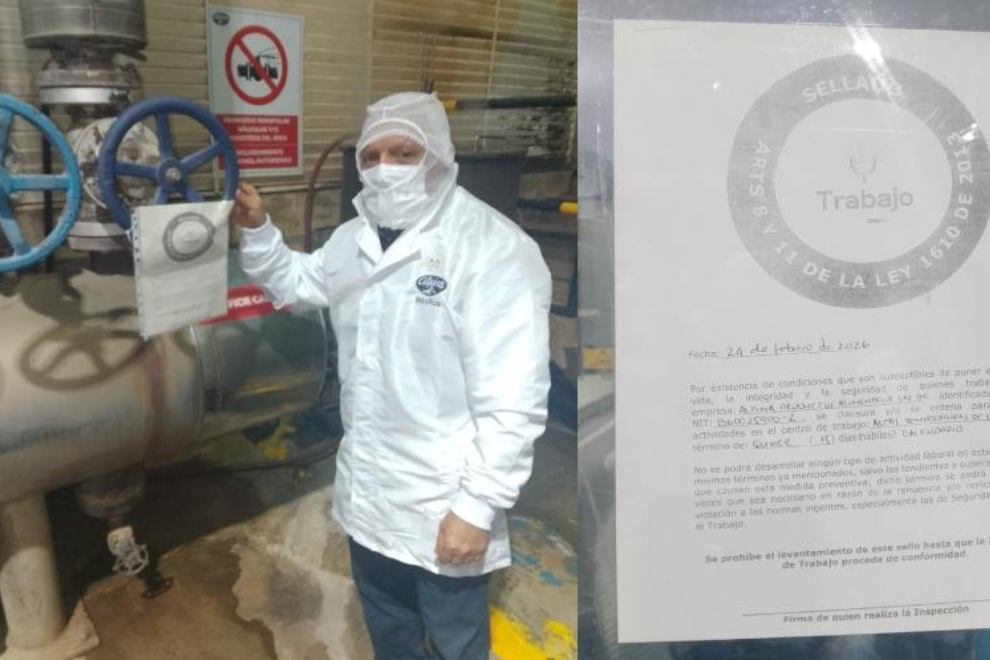 Mintrabajo ordena cierre inmediato de cuatro áreas en planta de Alpina en Sopó