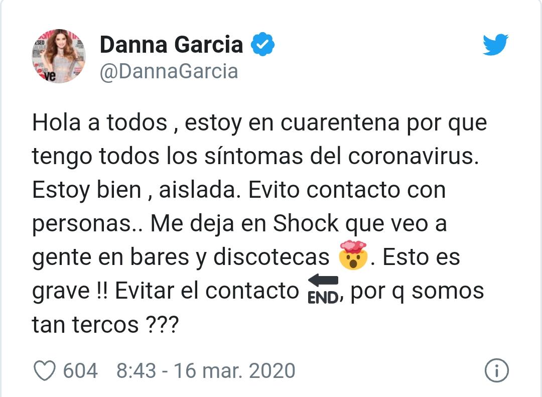 ACTRIZ DANNA GARCÍA CON SÍNTOMAS DEL COVID-19