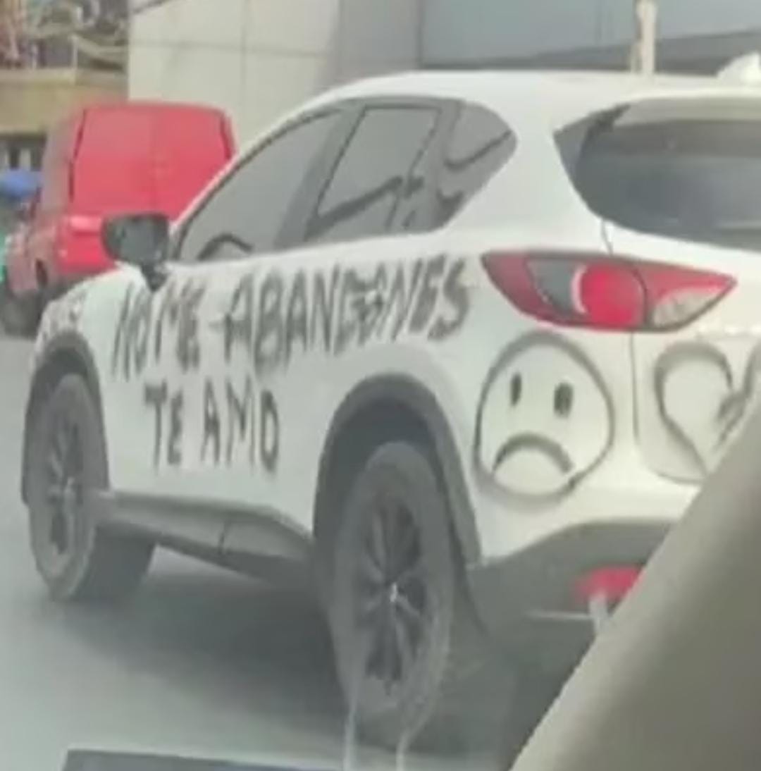 "No me abandones, te amo": ruego con que persona desesperada (y tóxica) pintó carro