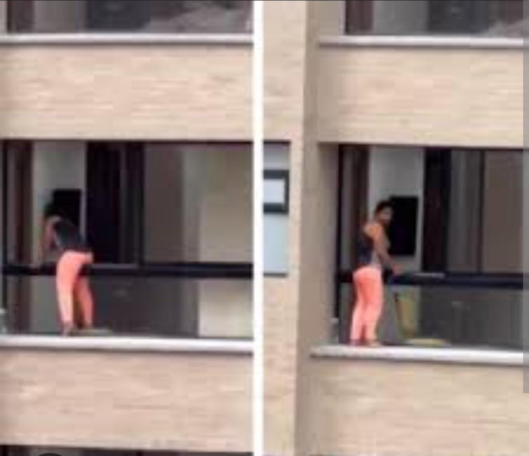 Pánico por empleada doméstica que limpió vidrios al borde del abismo en Medellín