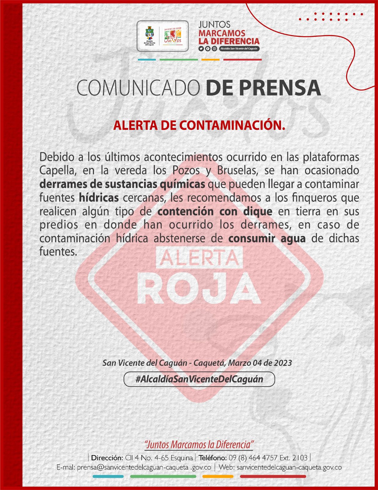 Declaran Alerta Roja en zona rural de San Vicente del Caguán