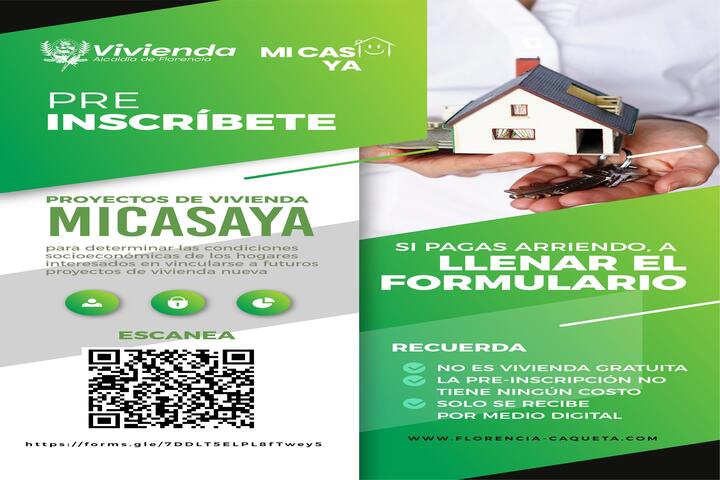 La Alcaldía invita a los florencianos a preinscribirse en el programa 'Mi Casa Ya'