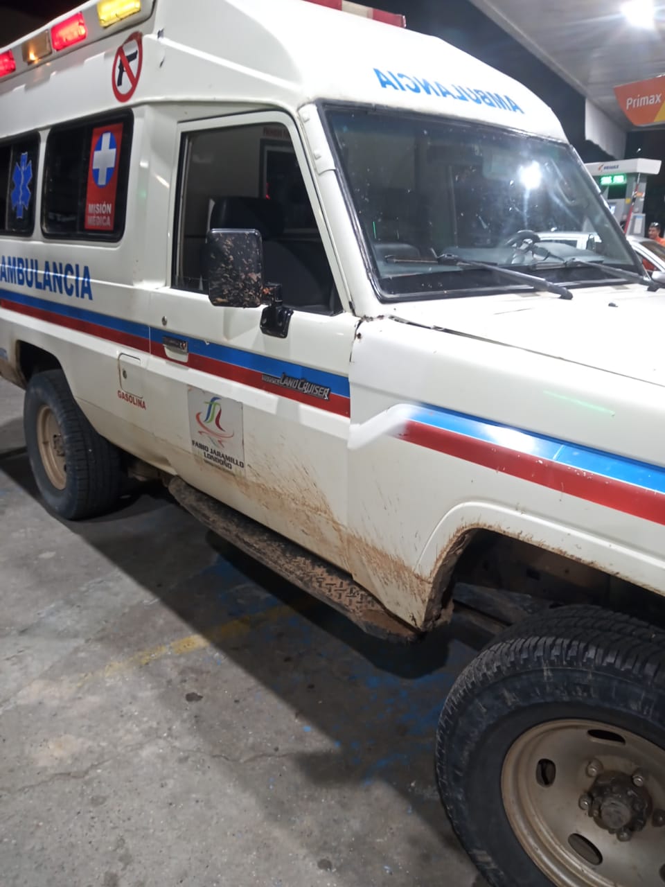 Mal estado de ambulancia al servicio de Milán.