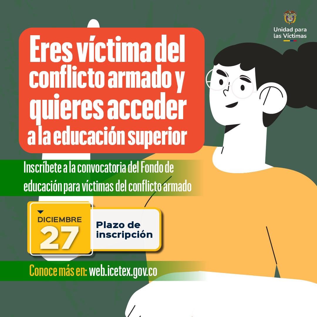 Abierta convocatoria para créditos educativos a población víctima del conflicto