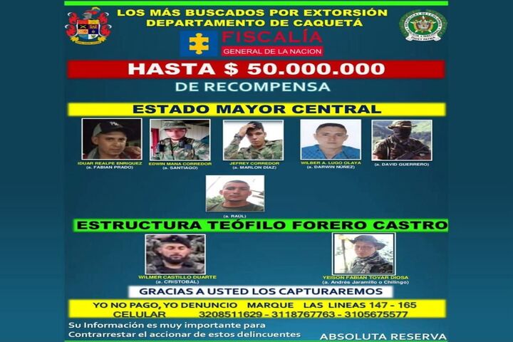 Cartel De Los Más Buscados De Caquetá 2025