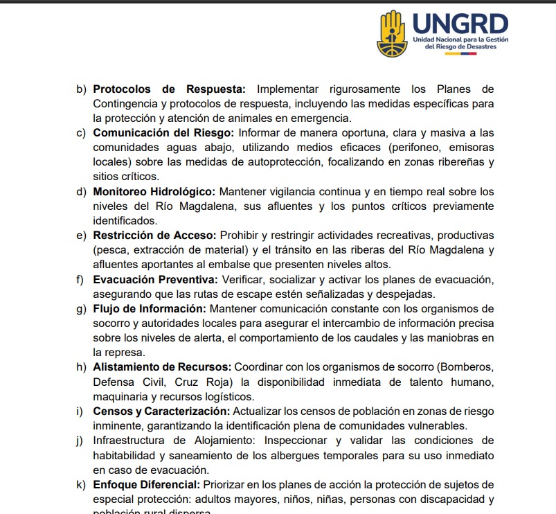 Unidad Nacional para la Gestión del Riesgo emitió recomendaciones a municipios de Huila por continuidad de lluvias