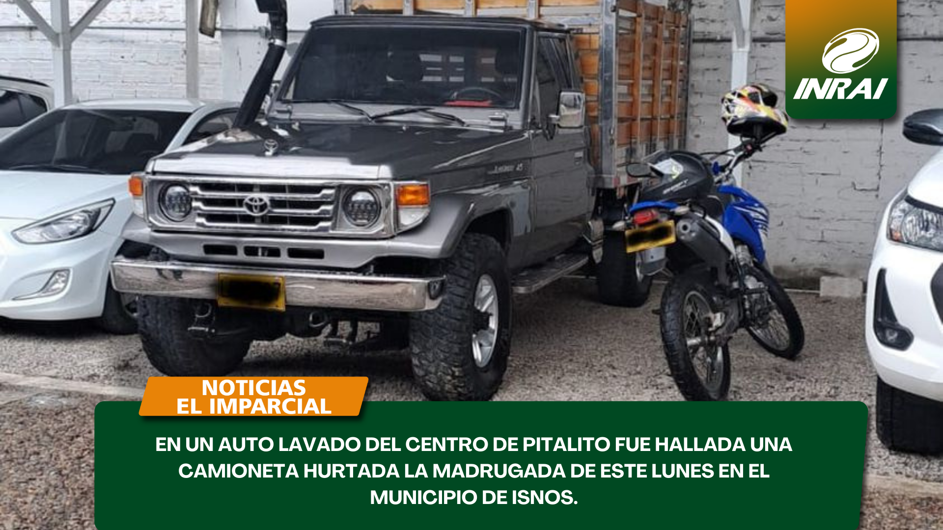 En un auto lavado del centro de Pitalito fue hallada una camioneta hurtada la madrugada de este lunes en el municipio de Isnos.