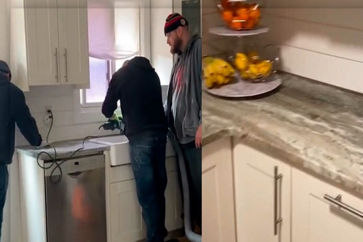 Mujer dejó puerta abierta de su casa y albañiles remodelaron cocina por error