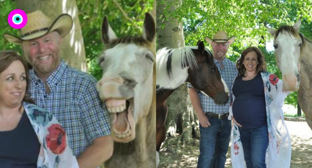 Caballo peló el diente durante sesión de fotos de sus dueños y se robó el 'show'