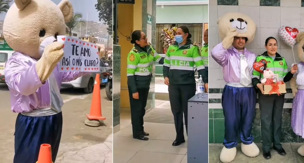 Se disfrazó de oso para sorprender a policía que robó su corazón: “¿Qué habrá hecho?”