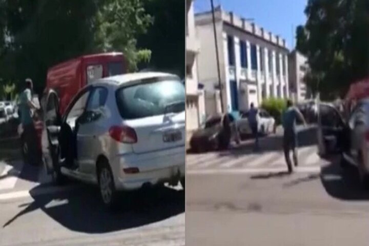 ¡Persecución de película! Acorraló a la pareja de su ex y le destrozó la camioneta