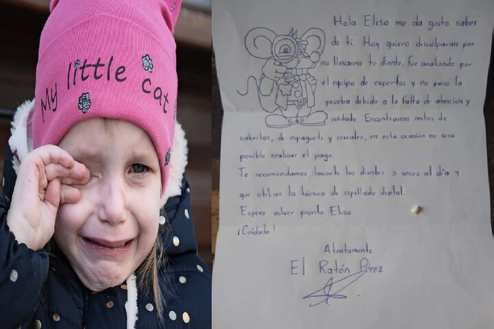 Se le cayó un diente, se lo puso al ratón Pérez, pero no se lo llevó porque tenía caries