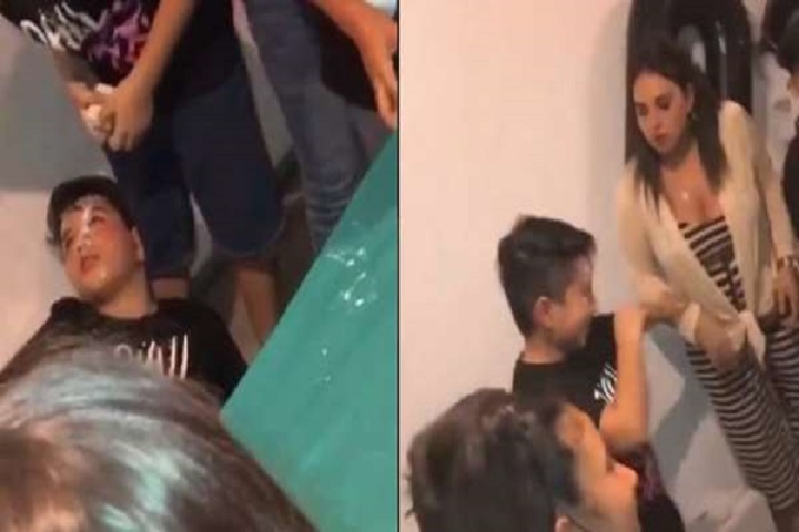 [Video] Niño simula desmayo en su cumpleaños y su mamá le pega por chistoso