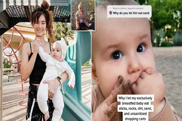 Controversia por mamá vegana que deja a su bebé masticar arena, piedras y más