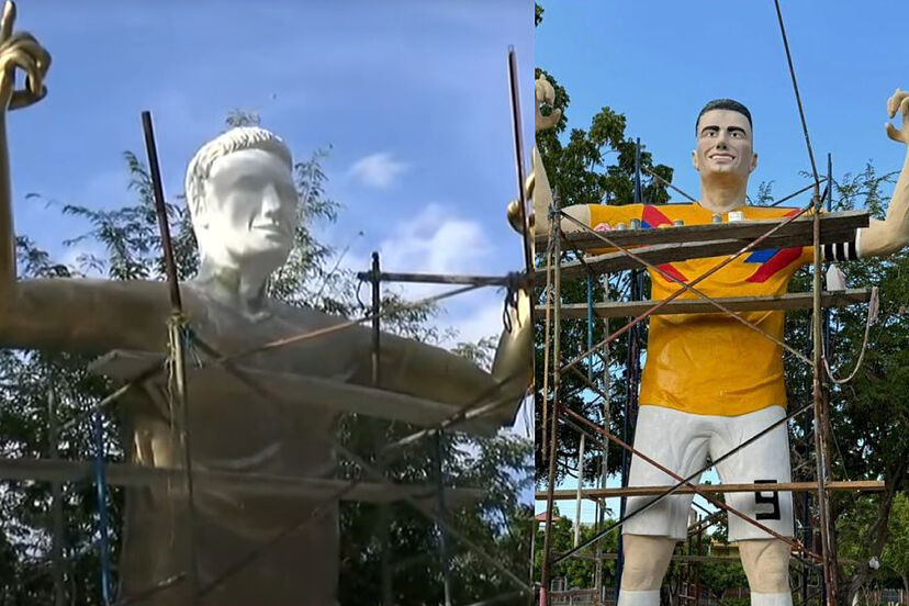 Ya casi está terminada La escultura de Radamel Falcao en Santa Marta.