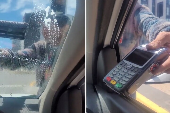 Limpiavidrios sorprende a conductores con datáfono