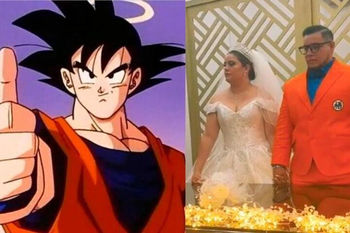 Un hombre se casó vestido de goku