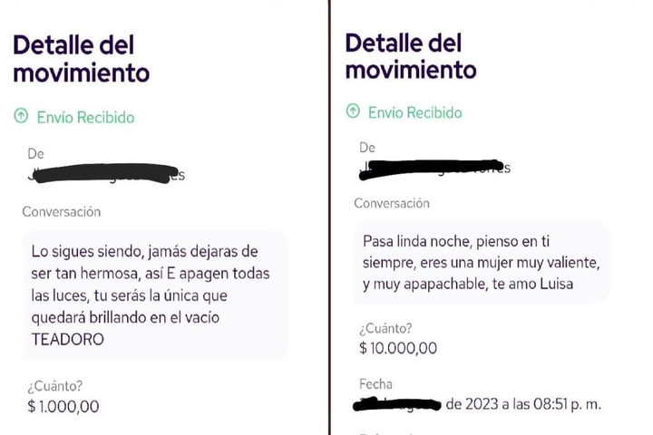 Le pide perdón a su ex, enviándole dinero por nequi