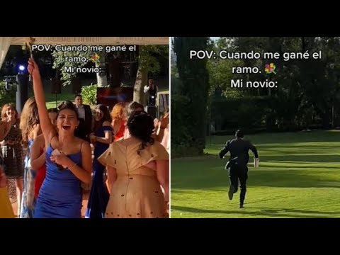 Joven salió corriendo de una boda luego de que su novia atrapara el ramo