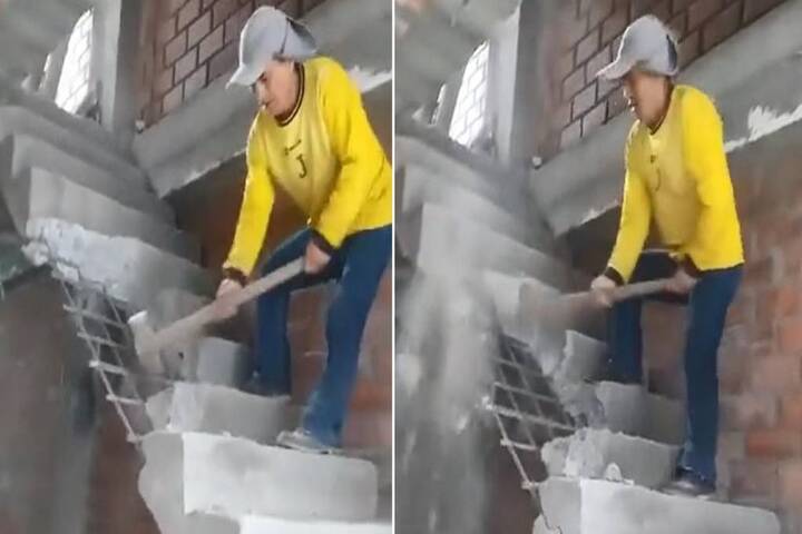 Albañil destruye la escalera que edificó por falta de pago